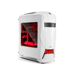 Gaming PC Case - White with Red LED